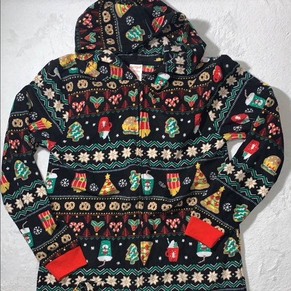 Cat and Jack Christmas Snacks One Piece Sleeper/Union Suit Kids Size XL 14 - Picture 3 of 7